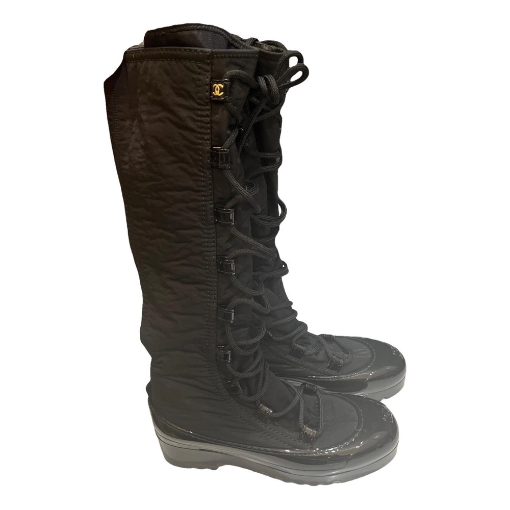 **SOLD** CHANEL Women's Black Quilted Winter Boots
